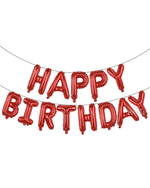Фолиеви балони - Букви HAPPY BIRTHDAY в червен цвят