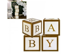 Комплект кутии за балони - Baby в цвят старо злато
