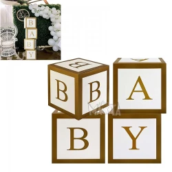 Комплект кутии за балони - Baby в цвят старо злато