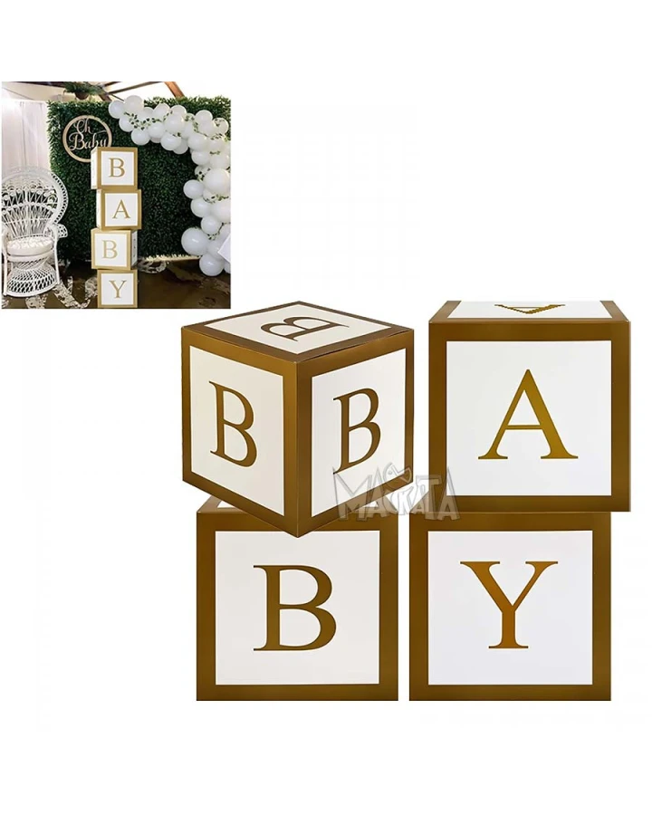Комплект кутии за балони - Baby в цвят старо злато