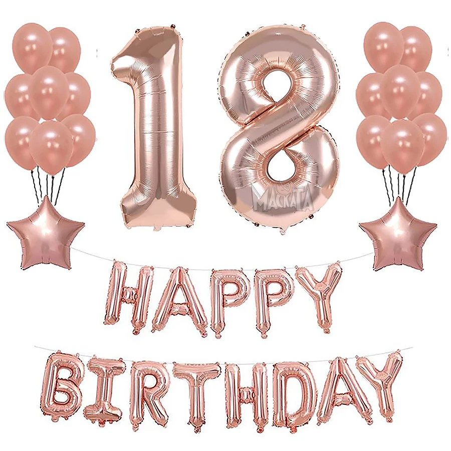 Парти сет от балони Happy Birthday лукс - 37бр