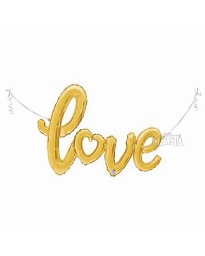 Фолиев голям балон с надпис Love в златен цвят за парти украса