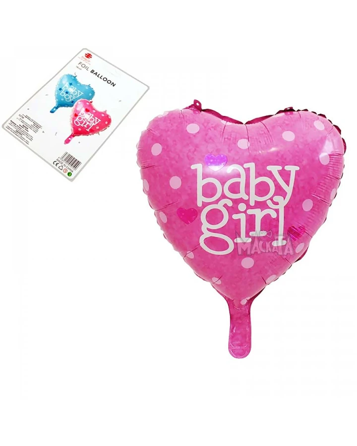 Фолиев балон сърце с надпис Baby girl
