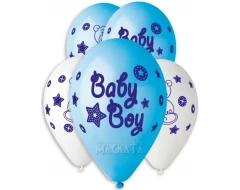 Балони за бебе с щампа -  Baby boy 5бр