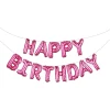 Фолиеви балони - Букви HAPPY BIRTHDAY в розов цвят на бели сърца