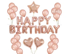 Парти сет от балони Happy Birthday Gold Rose - 36бр