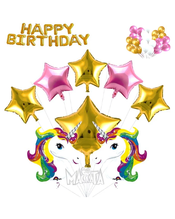 Парти сет от балони с еднорог Happy Birthday - 51бр