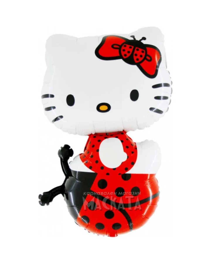 Фолиев балон - Коте Hello Kitty с калинка