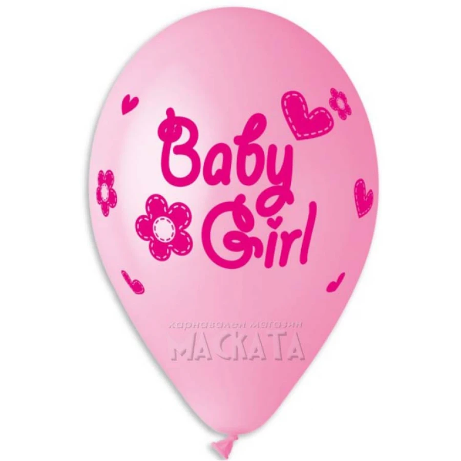 Балони за бебе с щампа - Baby girl 5бр