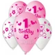 Балони за бебе момиче с щампа - Happy 1-st birthday 5бр