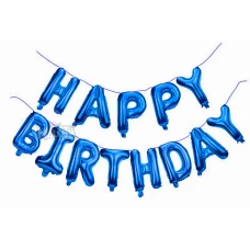 Фолиеви балони - Букви HAPPY BIRTHDAY син цвят