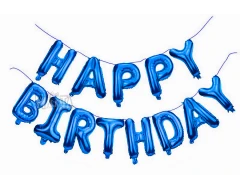 Фолиеви балони - Букви HAPPY BIRTHDAY син цвят