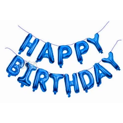 Фолиеви балони - Букви HAPPY BIRTHDAY син цвят
