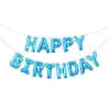 Фолиеви балони - Букви HAPPY BIRTHDAY в син цвят на бели сърца