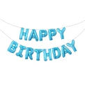 Фолиеви балони - Букви HAPPY BIRTHDAY в син цвят на бели сърца