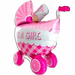 Фолиев балон бебешка количка с надпис - Baby Girl