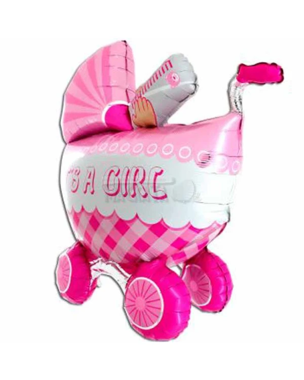 Фолиев балон бебешка количка с надпис - Baby Girl
