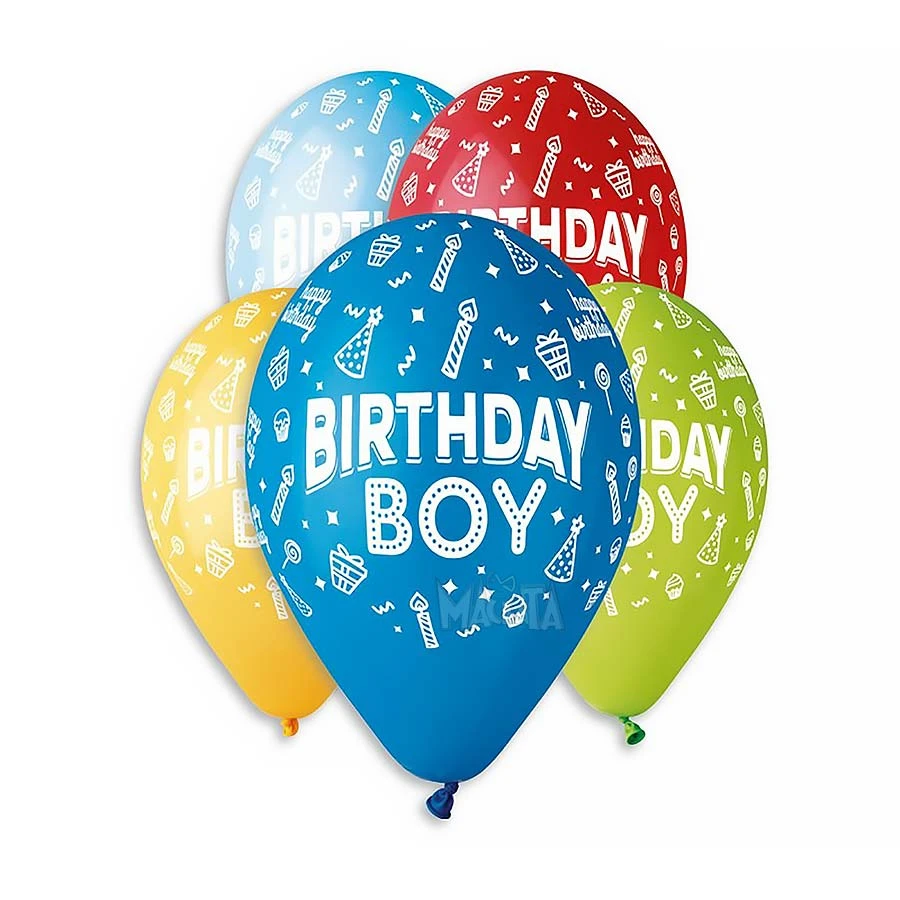 Балони с щампа - Birthday Boy 5бр