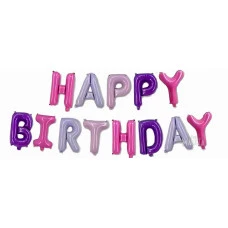 Фолиеви балони - Букви HAPPY BIRTHDAY розов цвят