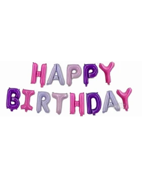 Фолиеви балони - Букви HAPPY BIRTHDAY розов цвят