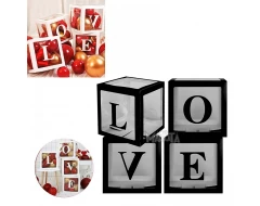Комплект кутии за балони - Love в черен цвят