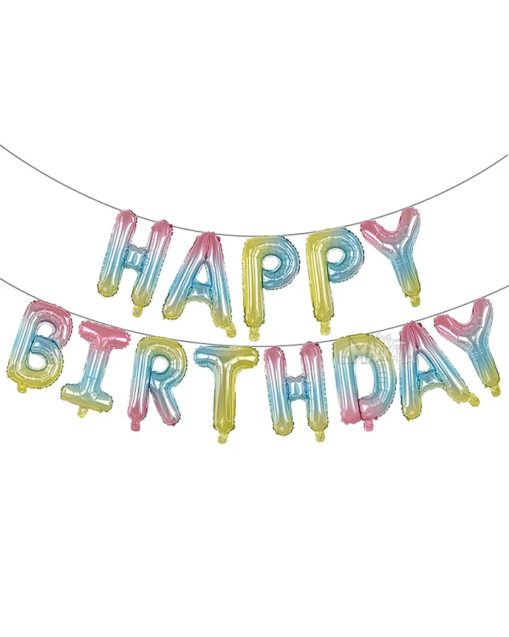 Фолиеви балони - Многоцветни букви HAPPY BIRTHDAY