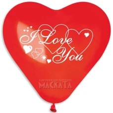 Балони сърца с надпис - I Love You - 5бр