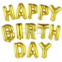Фолиеви балони - Букви HAPPY BIRTHDAY в златен цвят