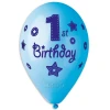 Балони за бебе момче с щампа - Happy 1-st birthday 5бр