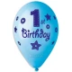 Балони за бебе момче с щампа - Happy 1-st birthday 5бр