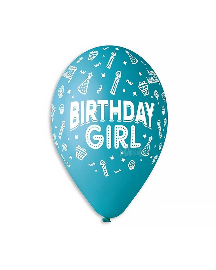 Балони с щампа - Birthday Girl 5бр