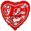 Фолиев балон сърце надпис I love You