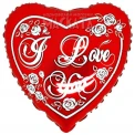 Фолиев балон сърце надпис I love You