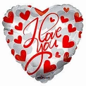 Фолиев балон сребърно сърце с надпис I Love You
