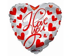 Фолиев балон сребърно сърце с надпис I Love You