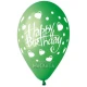 Балони с щампа - Happy birthday сърца 5бр