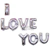 Комплект от 8 сребристи фолиеви балона под формата на букви I Love You за романтична украса