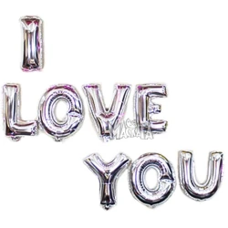 Фолиеви балони - Букви I Love You в сребрист цвят