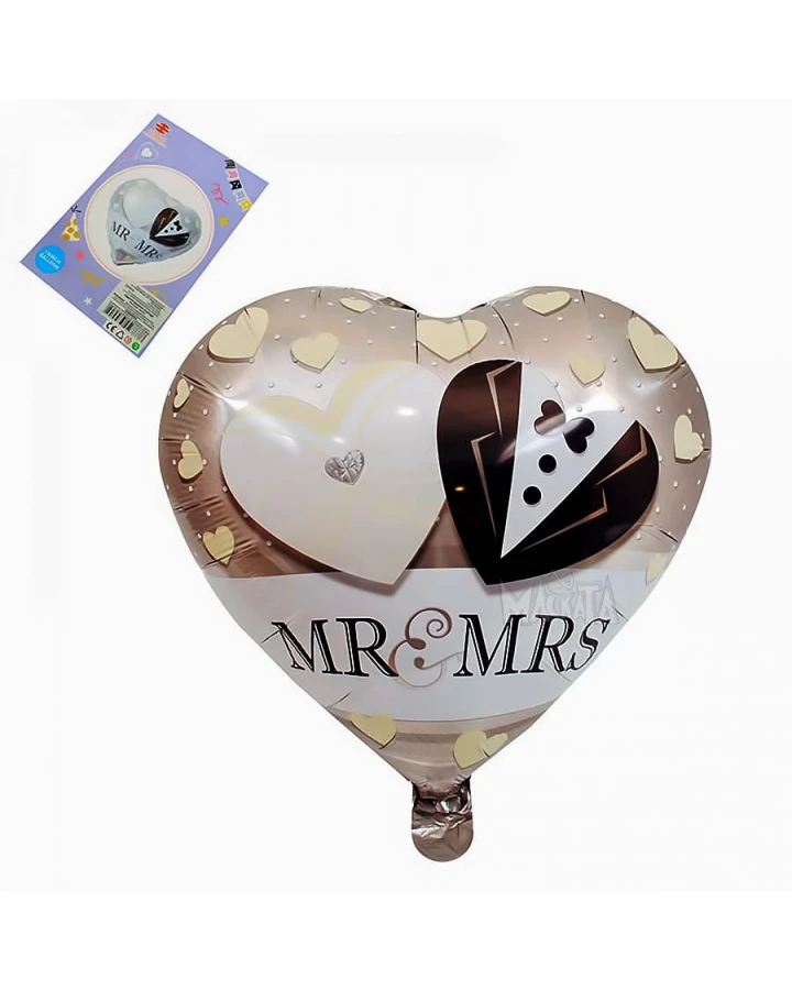 Фолиев балон сърце за сватба - MR&MRS