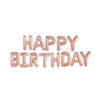 Фолиеви балони - Букви HAPPY BIRTHDAY в цвят розово злато