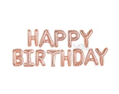 Фолиеви балони - Букви HAPPY BIRTHDAY в цвят розово злато
