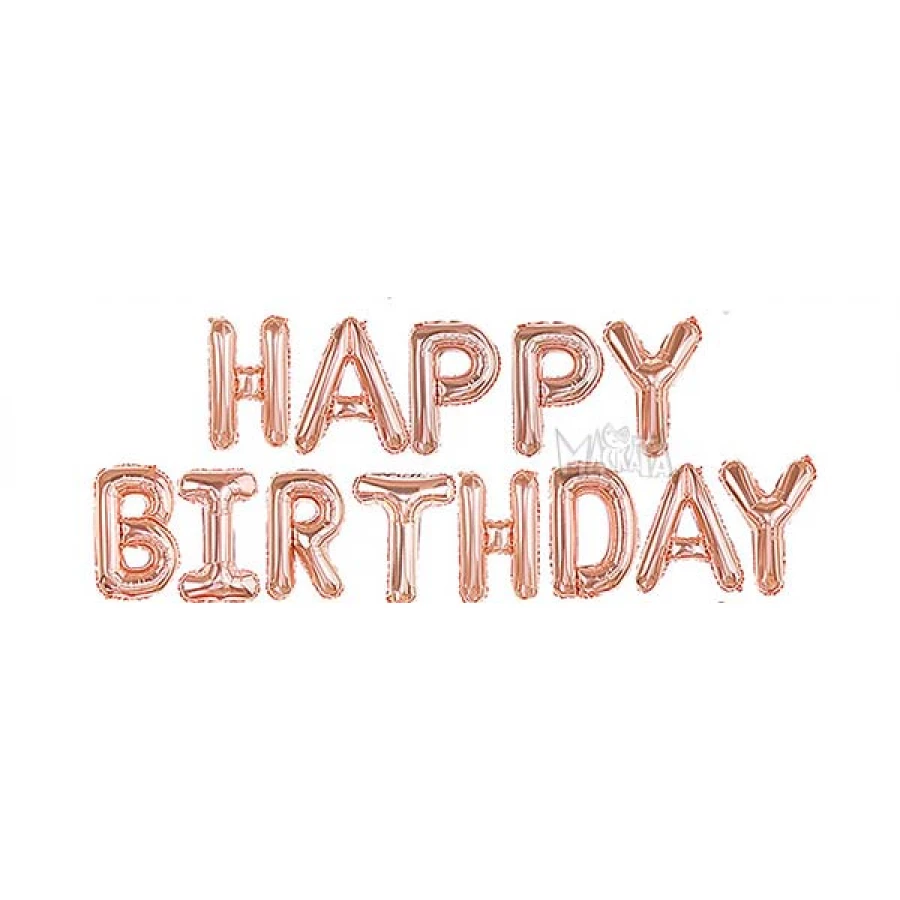 Фолиеви балони - Букви HAPPY BIRTHDAY в цвят розово злато