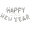 Фолиеви балони - Букви Happy new year в сребърен цвят