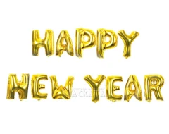 Фолиеви балони - Букви Happy new year в златен цвят