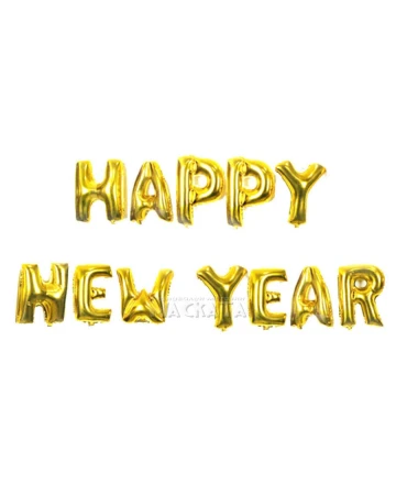 Фолиеви балони - Букви Happy new year в златен цвят