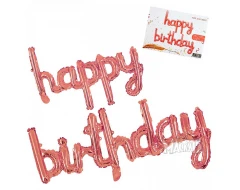 Фолиев балон - Надпис Happy Birthday в розов цвят