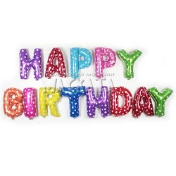 Фолиеви балони - Цветни букви HAPPY BIRTHDAY