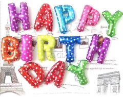 Фолиеви балони - Цветни букви HAPPY BIRTHDAY