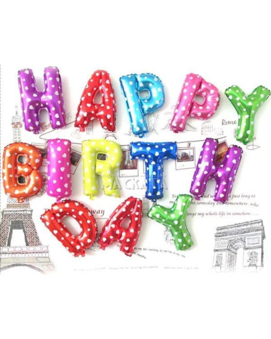 Фолиеви балони - Цветни букви HAPPY BIRTHDAY