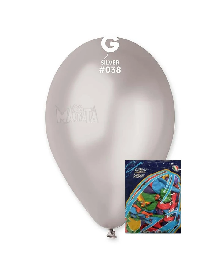 Пакет балони металик в цвят сребро GM110 100бр